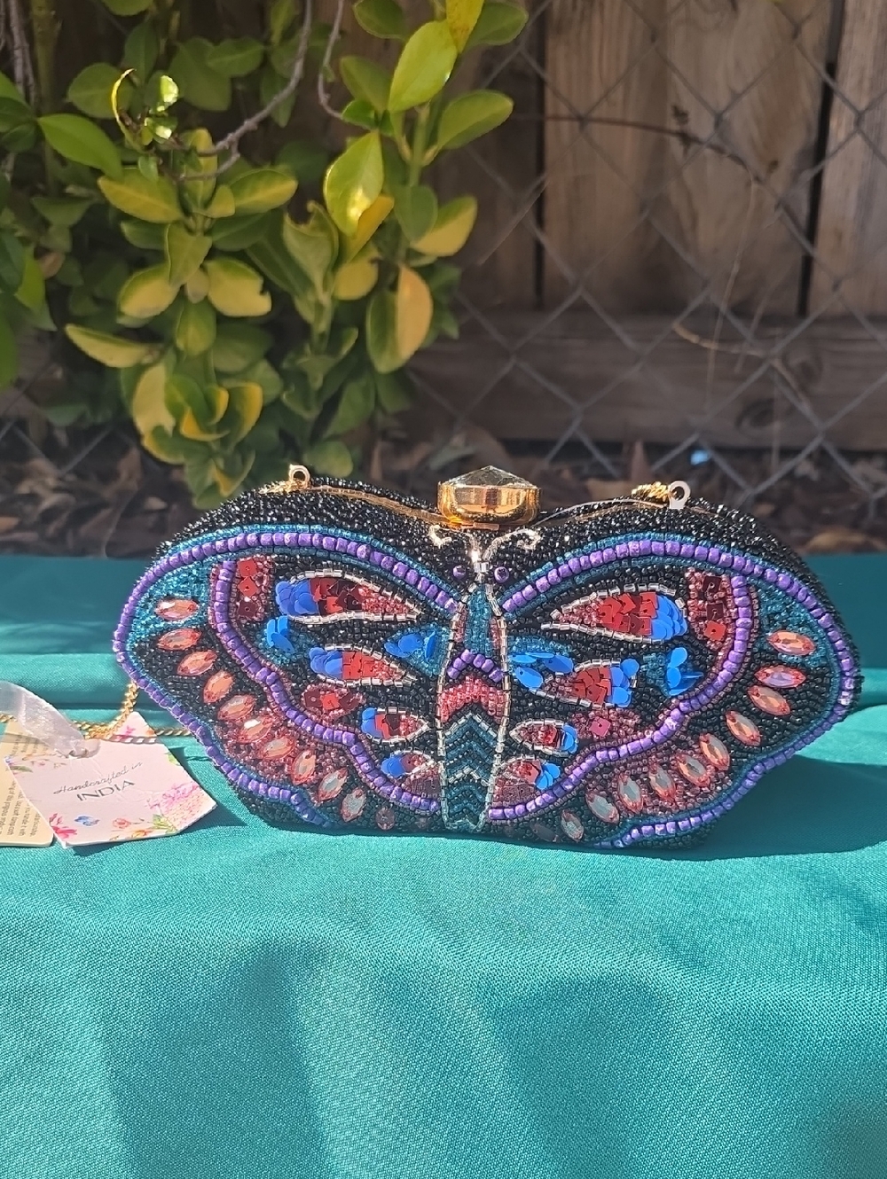 Elegant Butterfly Beaded Clutch